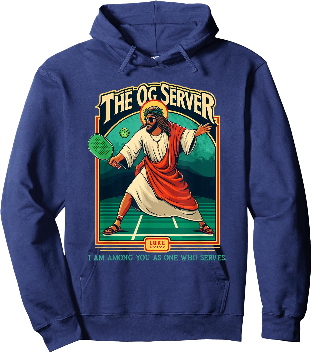 Christian Pickleball Jesus OG Server Religious Player Hoodie - Hoodie | Navy