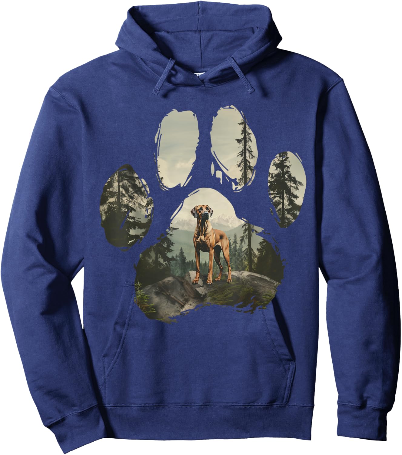 Rhodesian Ridgeback Mountain Paw Design Dog Mom Dad Hoodie - Hoodie | Navy