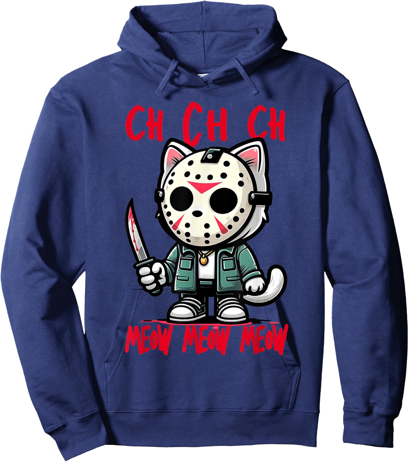 Ch Ch Ch Meow Meow Meow Friday Halloween Costume Funny Cat Hoodie - Hoodie | Navy