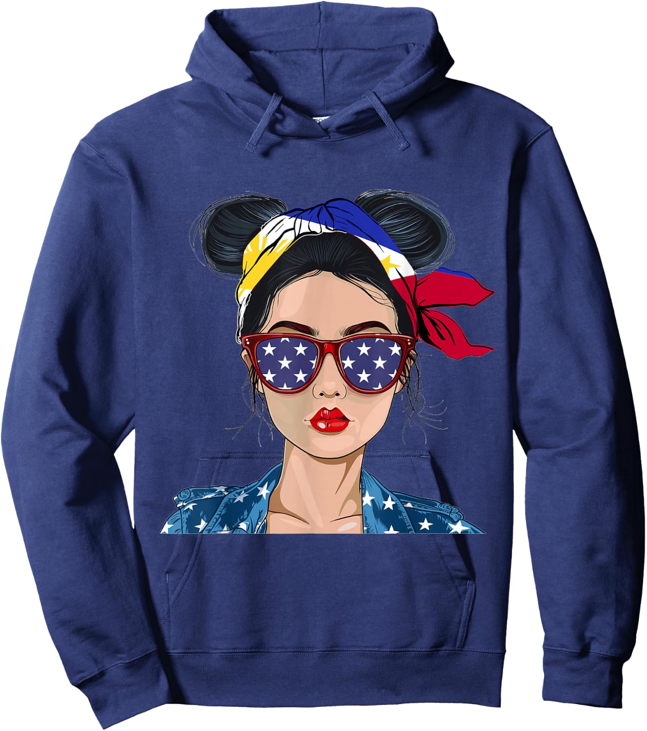 Filipina Flag Souvenirs Woman American Dress Hat Philippines Hoodie - Hoodie | Navy