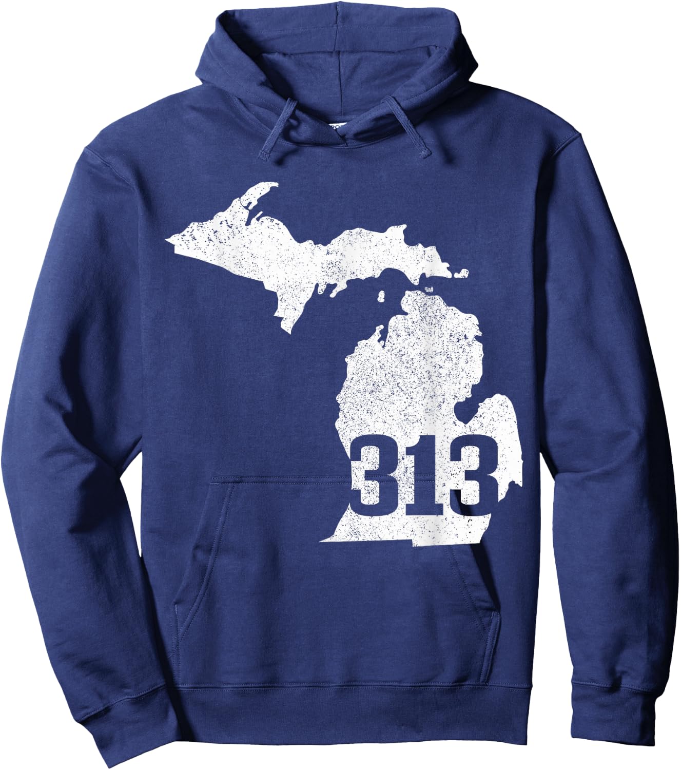 Detroit 313 Area Code Michigan Map State Sentiment Vintage Hoodie - Hoodie | Navy