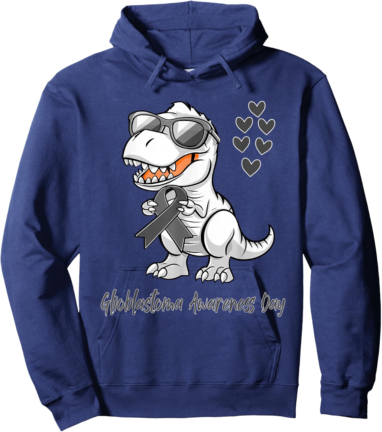 T-rex Dinosaur Glioblastoma Awareness Day Dino kids Toddlers Hoodie - Hoodie | Navy