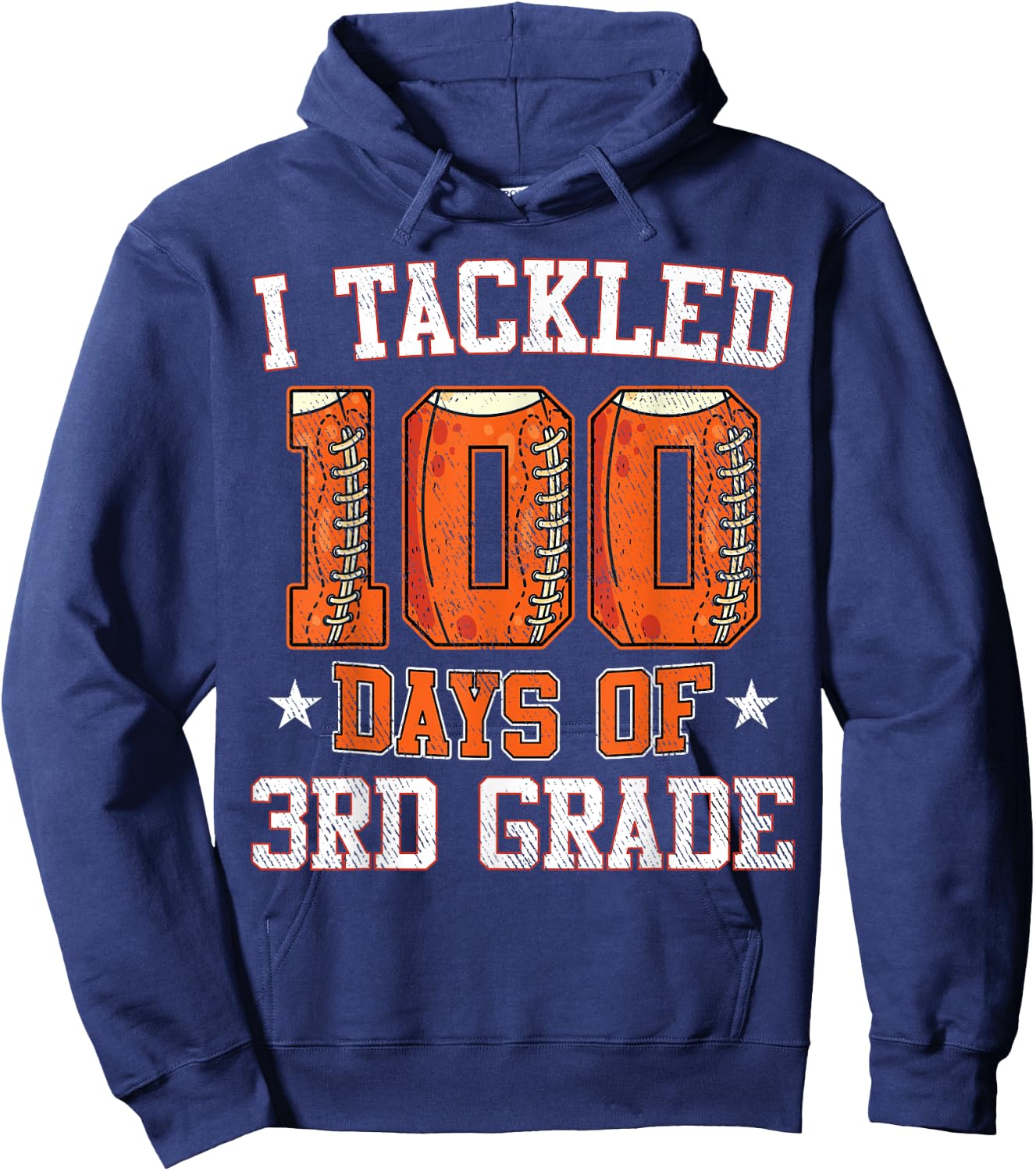 I Tackled 100 Days Of 3rd Grade Football 100 Days Of School Hoodie - Hoodie | Navy
