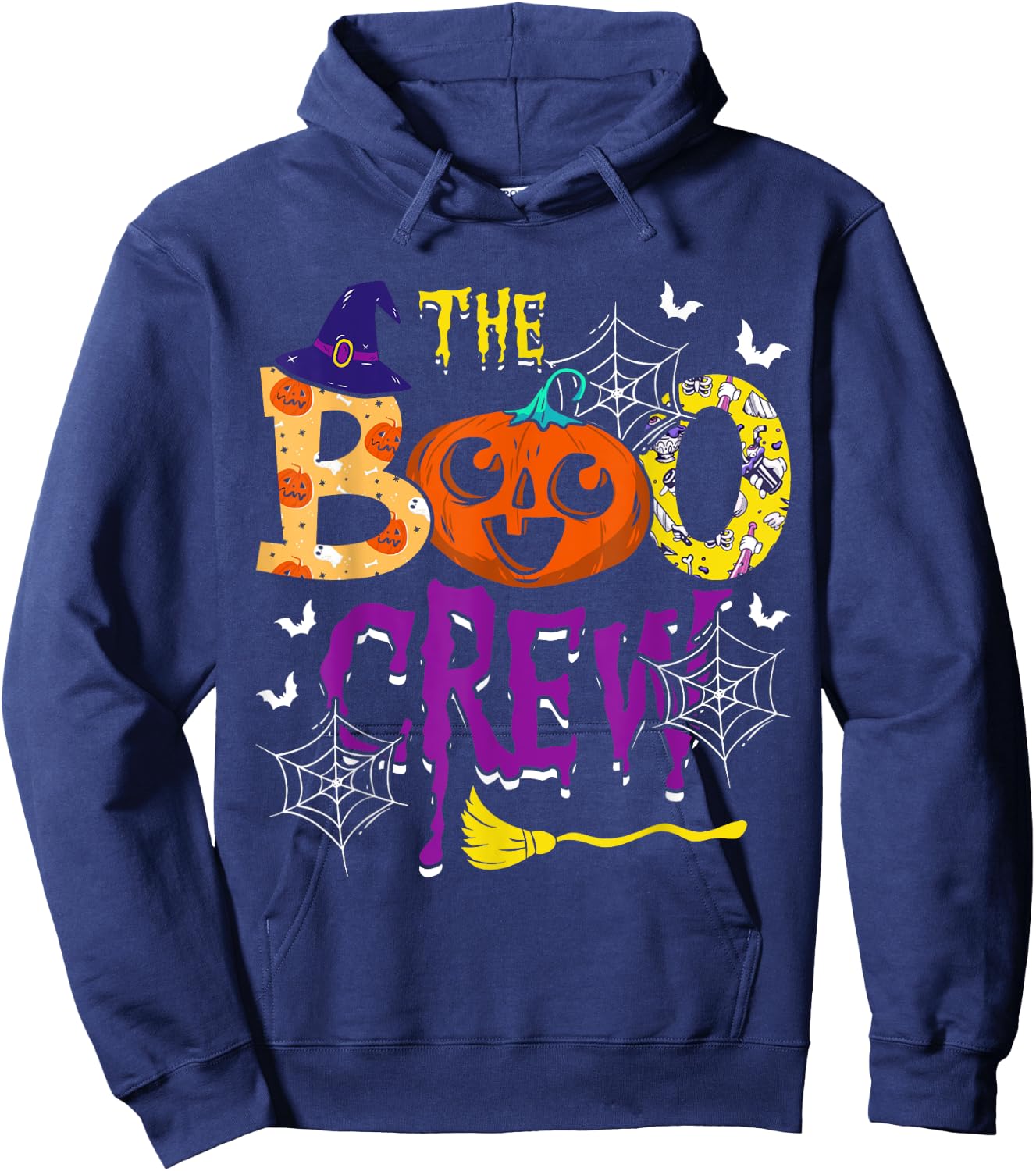 The Boo Crew Witch Pumpkin Web Spider Decor Halloween Hoodie - Hoodie | Navy
