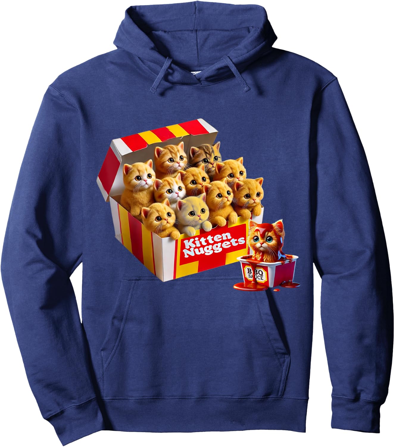 Kitten Nuggets Cat Lover Gift Food Pun Chicken Nuggets Men Women Kids Hoodie - Hoodie | Navy