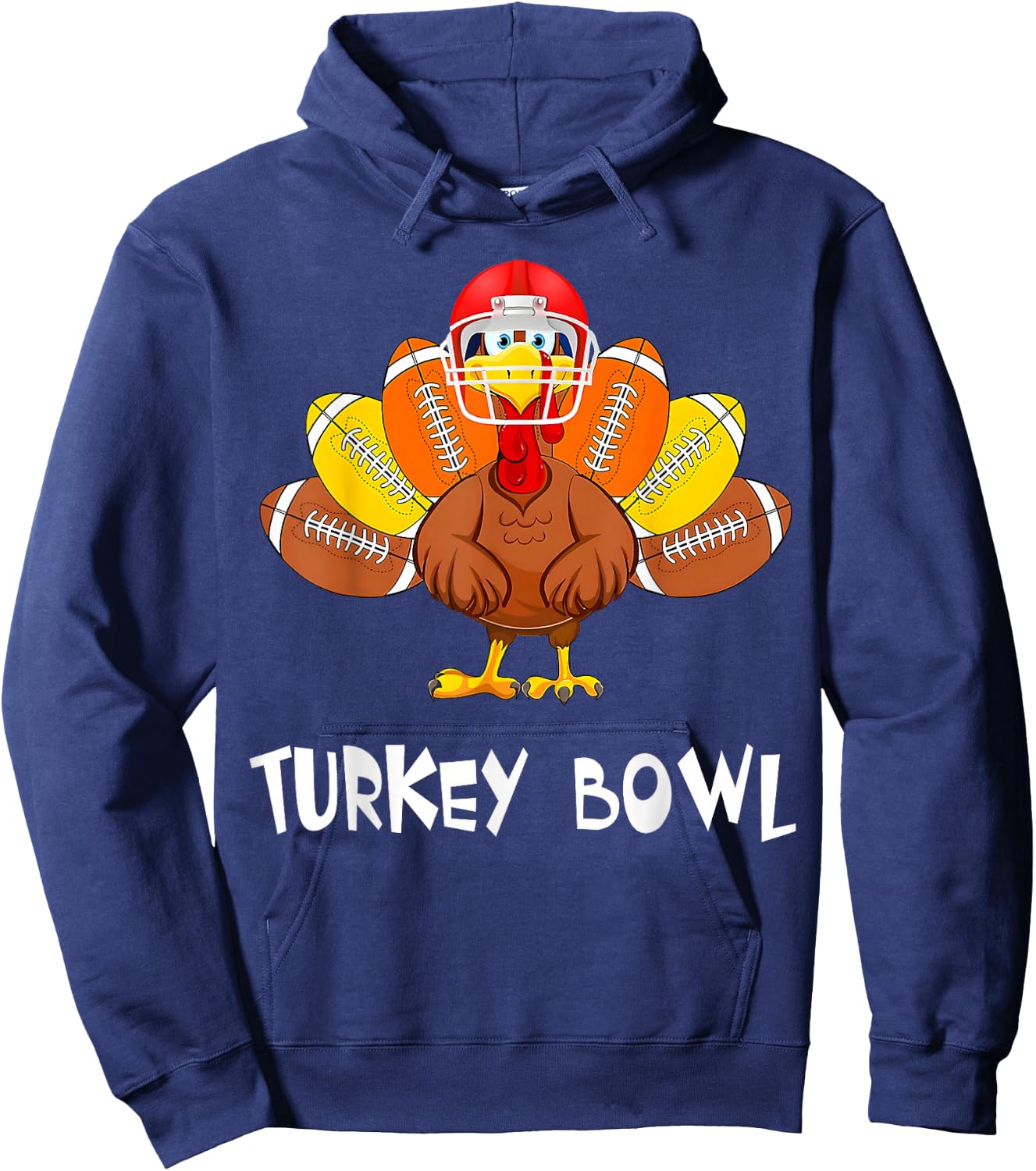 Funny Turkey American Football Bowl Thanksgiving Hoodie - Hoodie | Navy