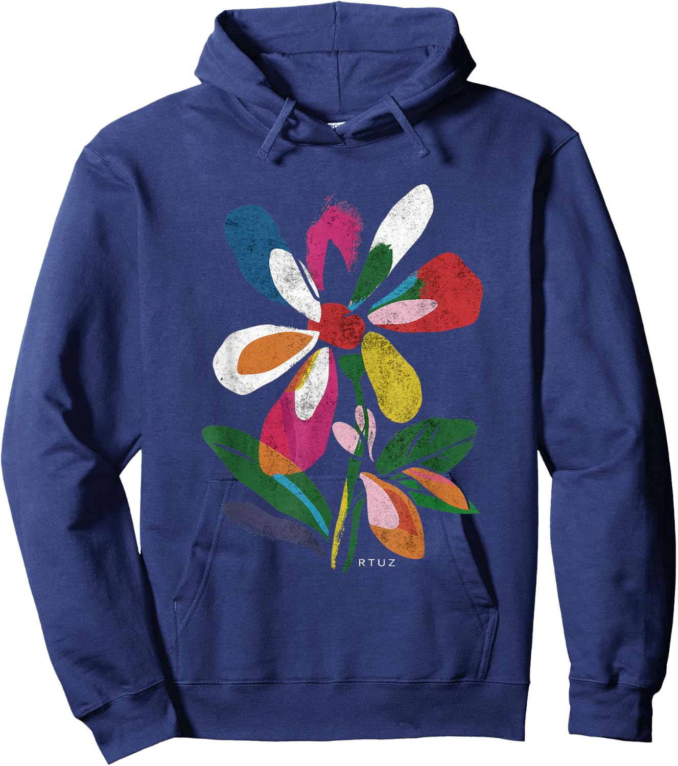 Boho Style Floral Pastel Design Flowers Hipster Streetwear Hoodie - Hoodie | Navy