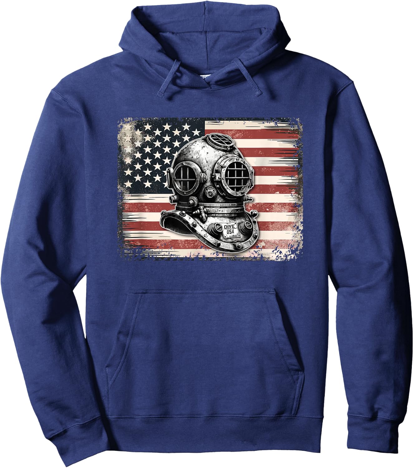 Vintage Scuba Dive Helmet American Flag - Funny Scuba Diving Hoodie - Hoodie | Navy