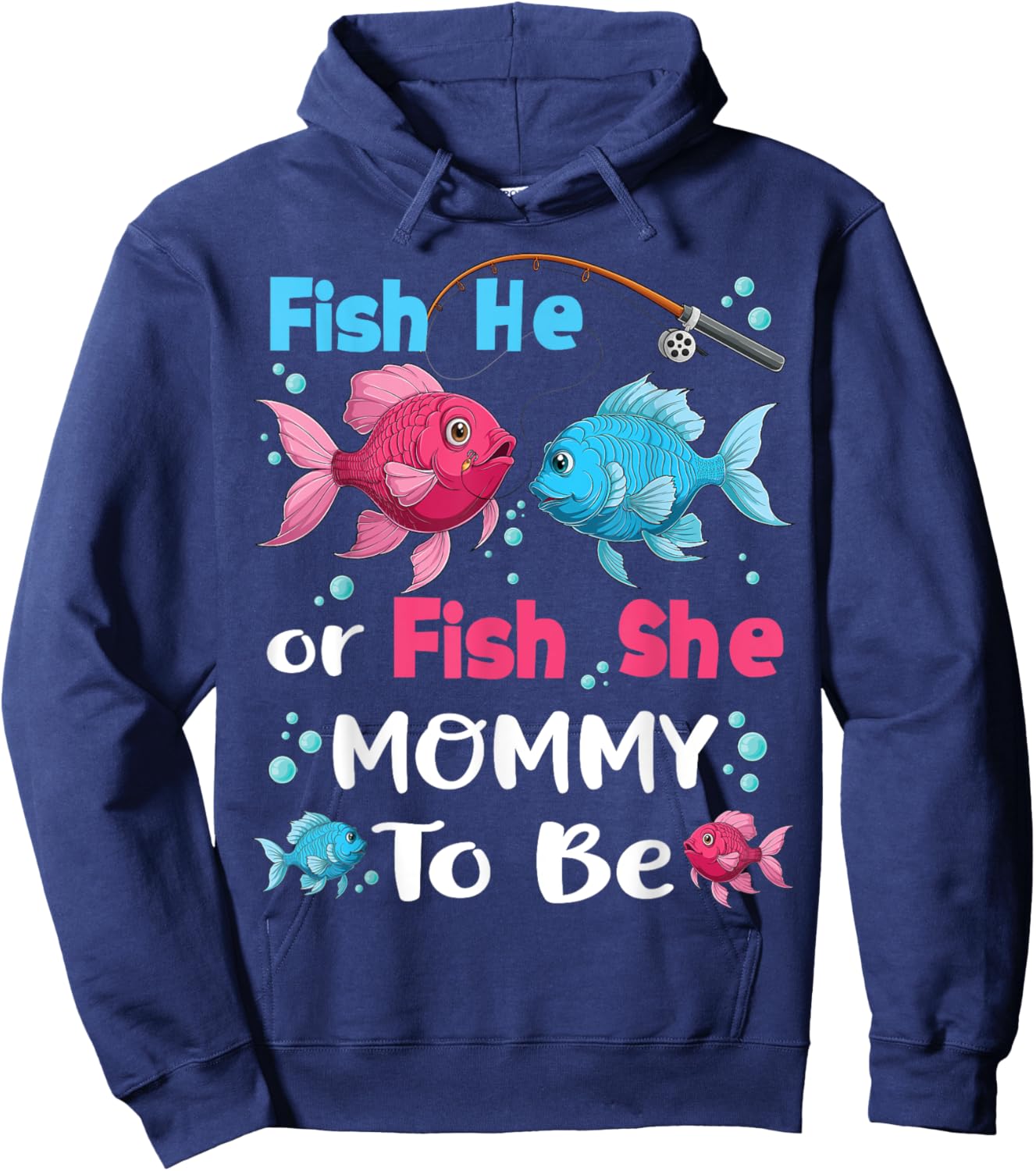 fish he or fish she gender reveal family matching Mommy Hoodie - Hoodie | Navy
