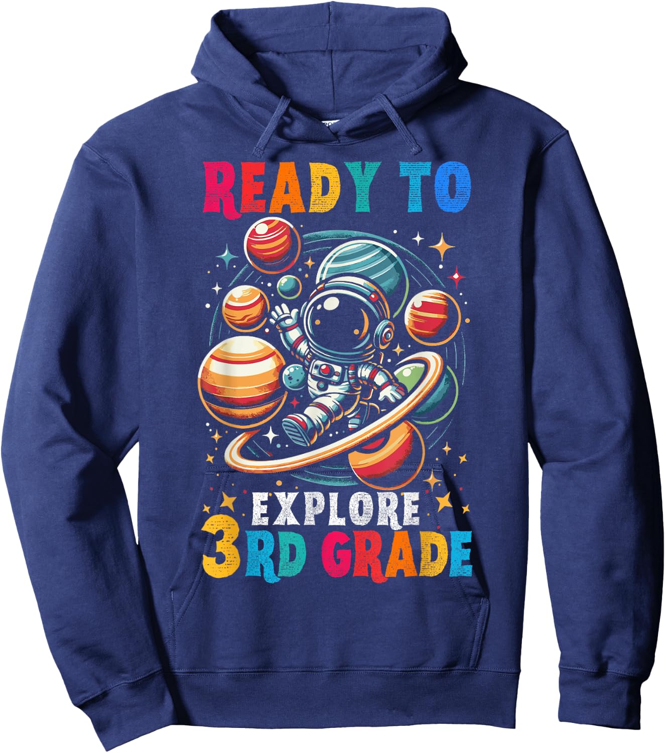 First day Kids Welcome back to School Astronaut 3rd grade Hoodie - Hoodie | Navy