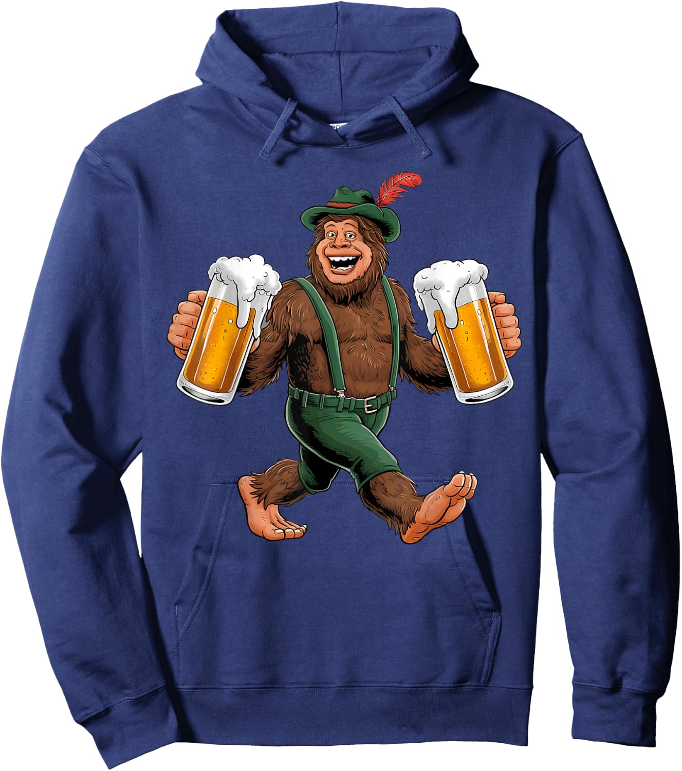 Bigfoot Oktoberfest Lederhosen Prost Beer Mug Drinking Team Hoodie - Hoodie | Navy
