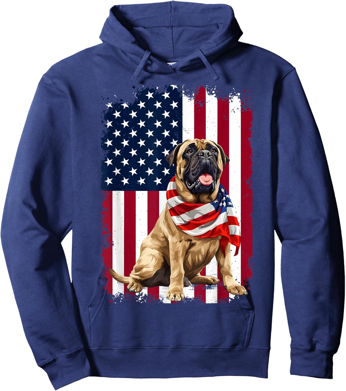 English Mastiff American Flag 4th of July English Mastiff Hoodie - Hoodie | Navy