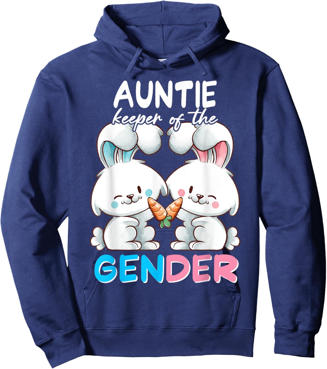AUNTIE Keeper of The Gender Easter Bunny Baby Shower Hoodie - Hoodie | Navy