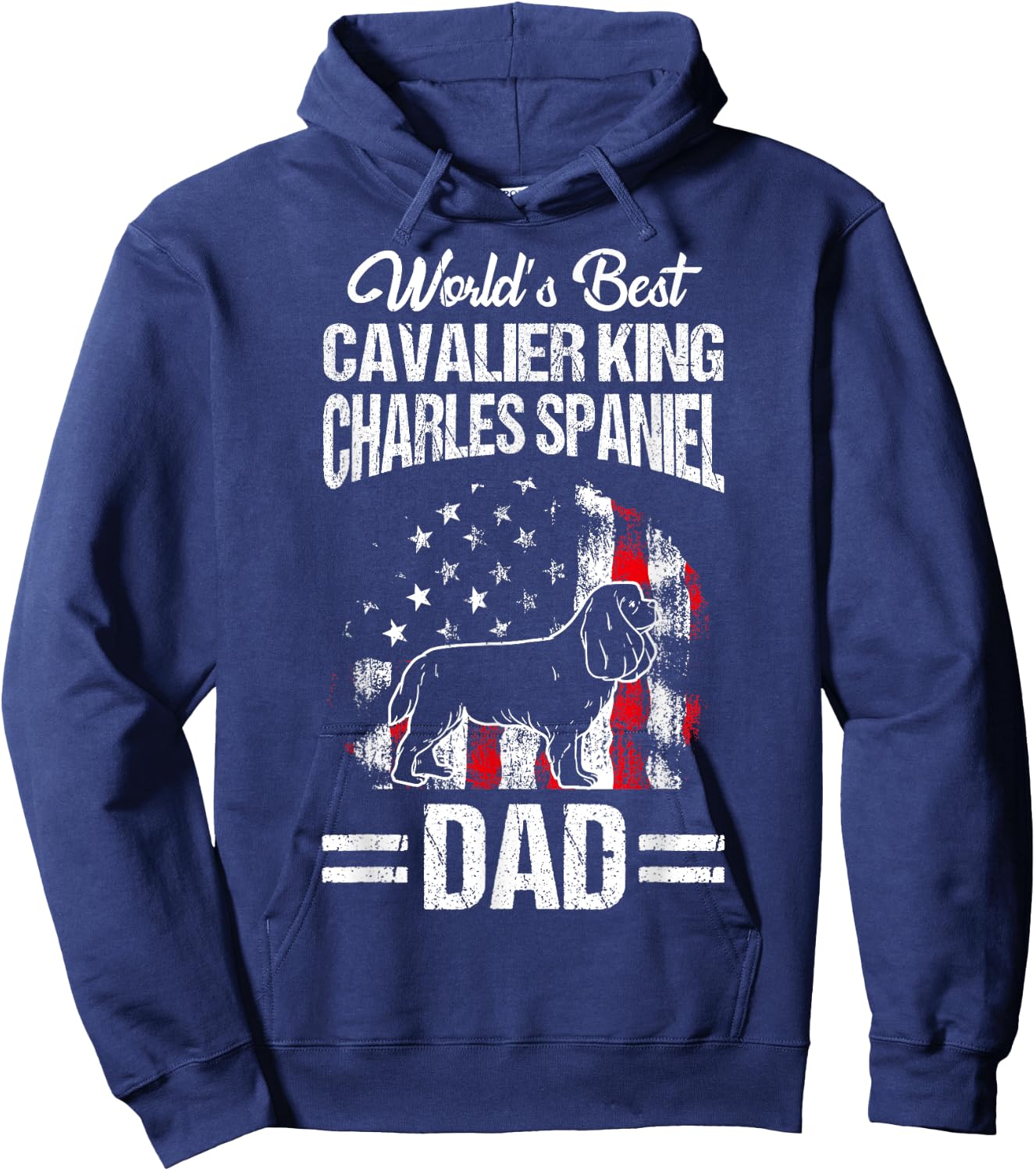 WORLD'S BEST Dad Cavalier King Charles Spaniel Dad Hoodie - Hoodie | Navy