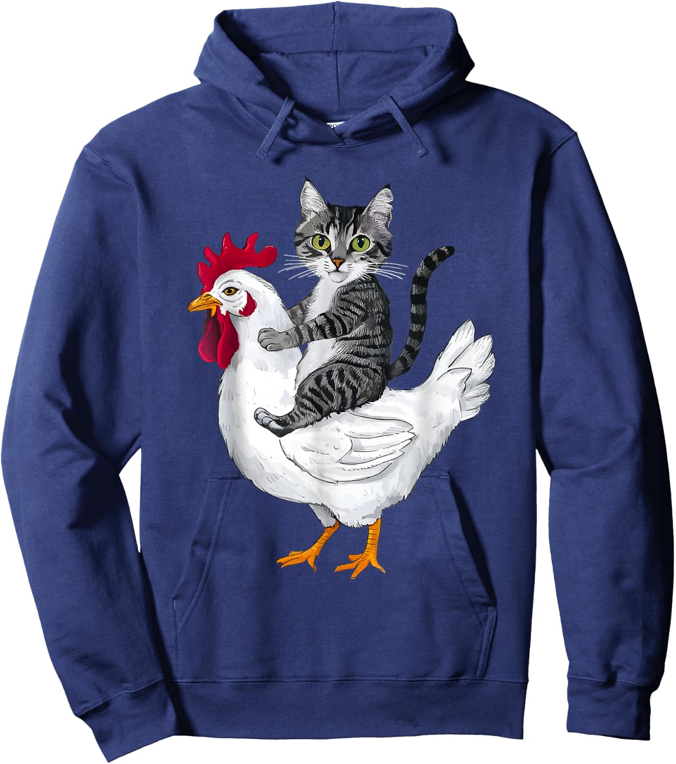 Funny Cat Riding Chicken Women Girls Kids Hoodie - Hoodie | Navy