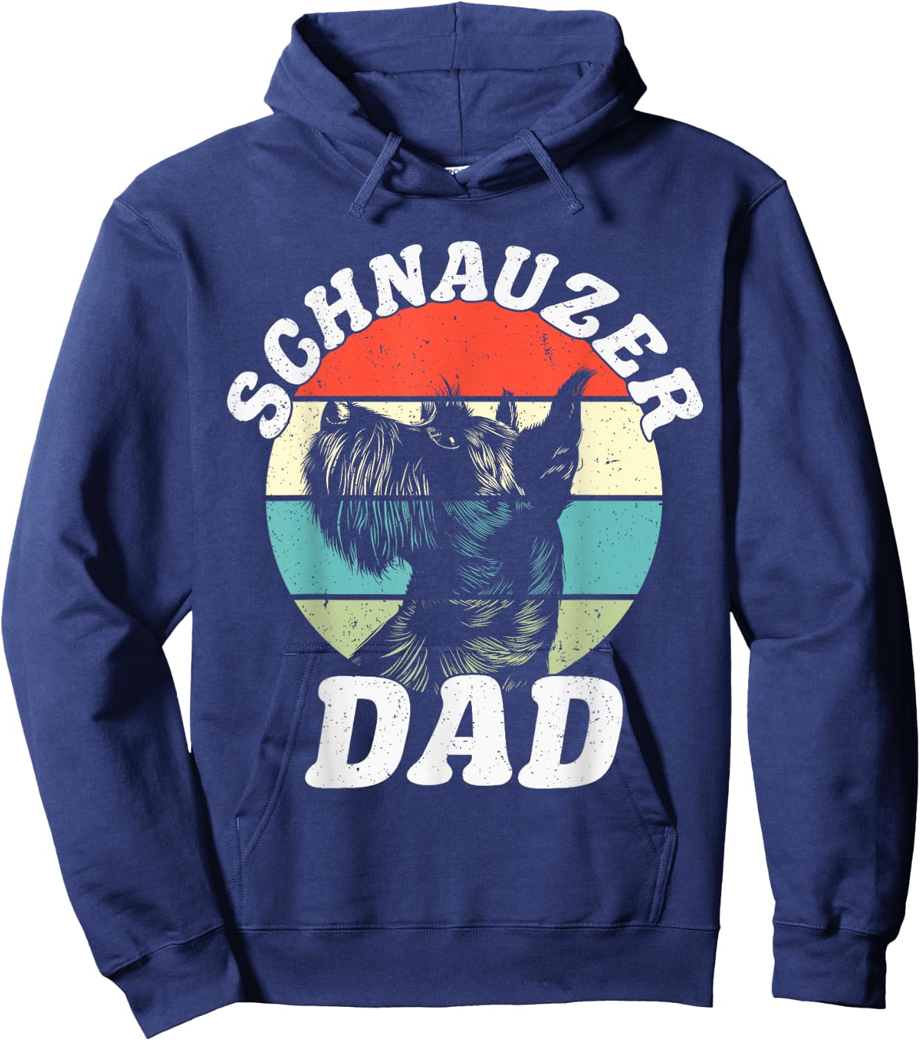 Schnauzer Dad Dog Funny Father's Day Vintage Pet Men Women Kids Hoodie - Hoodie | Navy