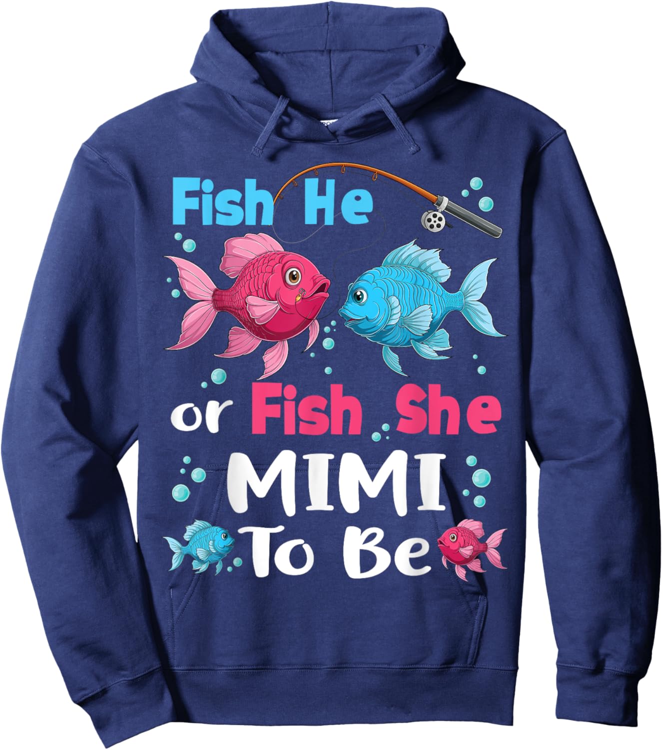 fish he or fish she gender reveal family matching Mimi Hoodie - Hoodie | Navy