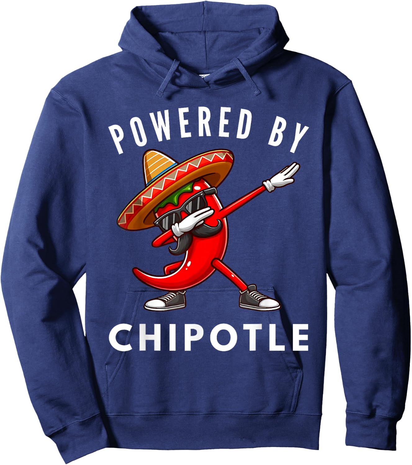 Dabbing Chili Pepper Sunglasses Powered By Chipotle Hoodie - Hoodie | Navy