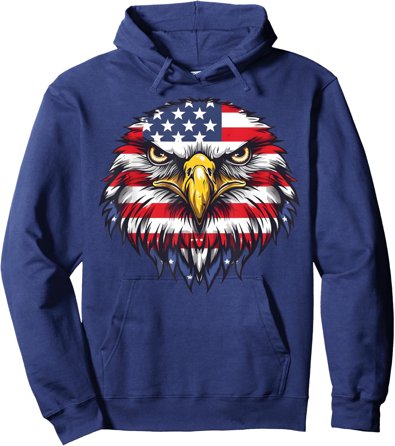 Patriotic Flag Hawk 4th Of July Funny Animal Face Hoodie - Hoodie | Navy