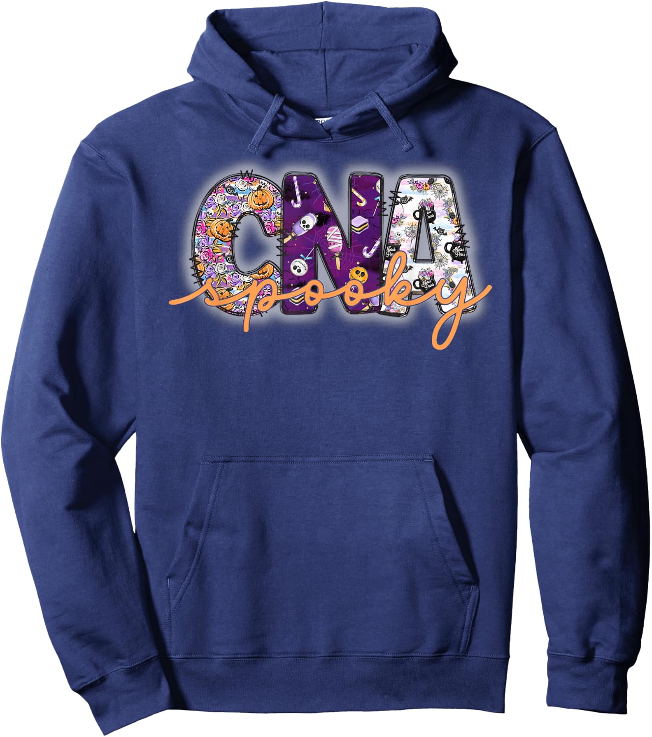 Spooky CNA, Cute Halloween Certified Nursing Assistant Hoodie - Hoodie | Navy