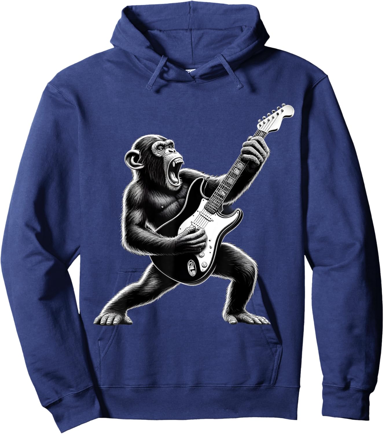 Rock Chimpanzee Monkey Playing Guitar Funny Guitar Monkey Hoodie - Hoodie | Navy