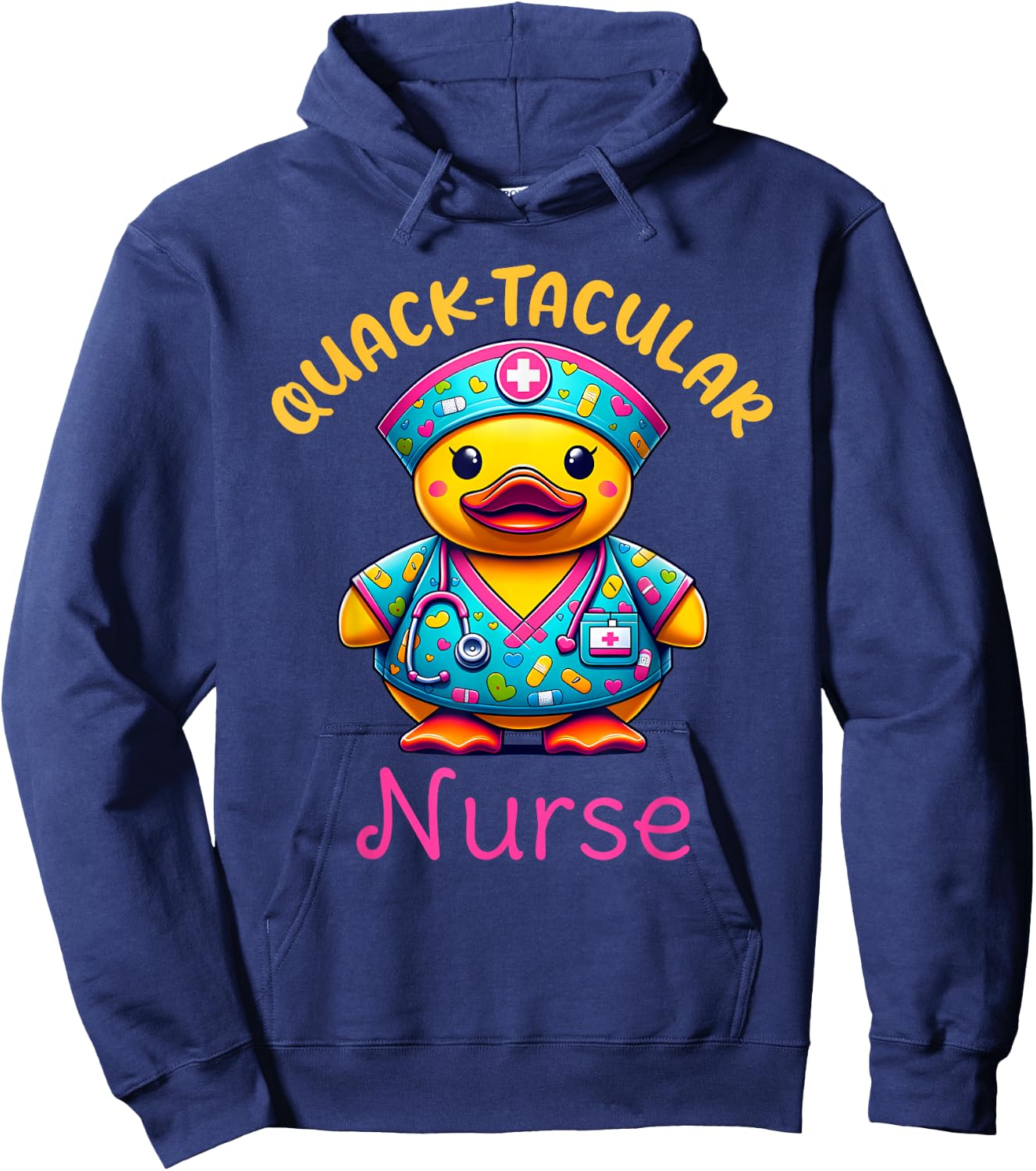 Cute Rubber Duck Registered Nurse Medical "Quack-tacular" Hoodie - Hoodie | Navy