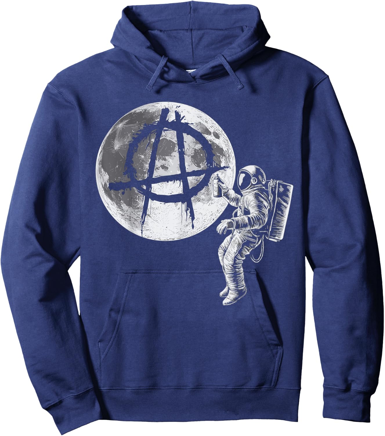 Anarchy Symbol on the Moon by Graffiti Astronaut Hoodie - Hoodie | Navy