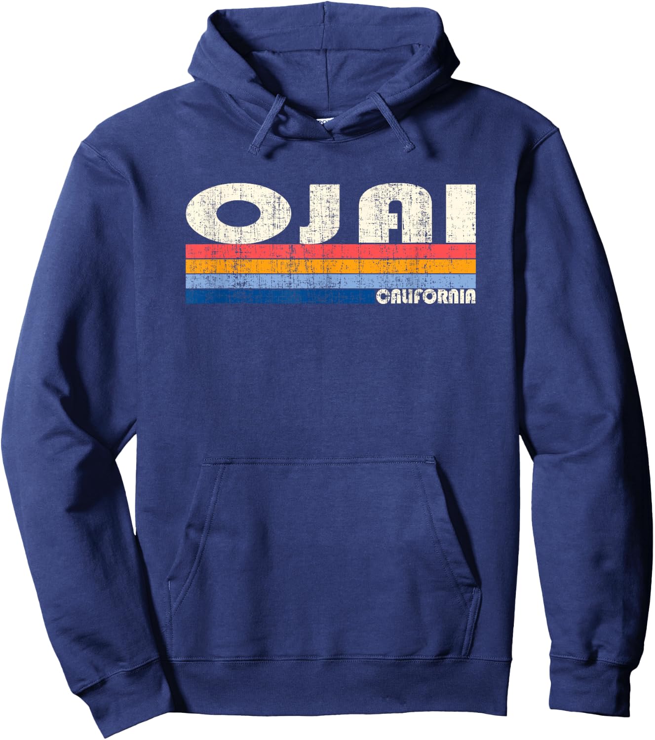 Vintage Retro 70s 80s Style Hometown of Ojai, CA Hoodie - Hoodie | Navy