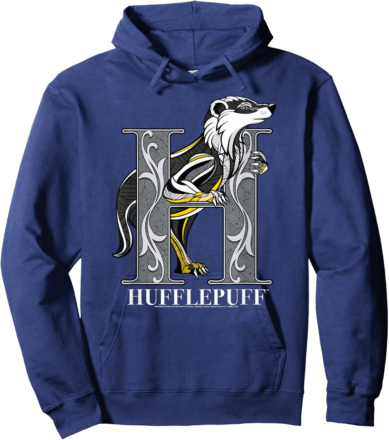 Harry Potter Mosaic Hufflepuff with Badger Small Hoodie - Hoodie | Navy