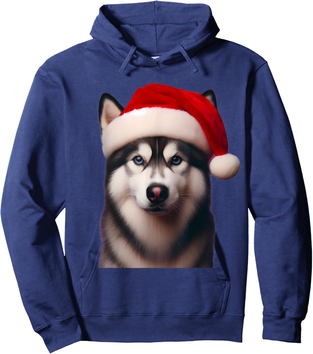 Siberian Husky With Santa Hat Christmas Xmas Dog Owner Lover Men Women Kids Hoodie - Hoodie | Navy