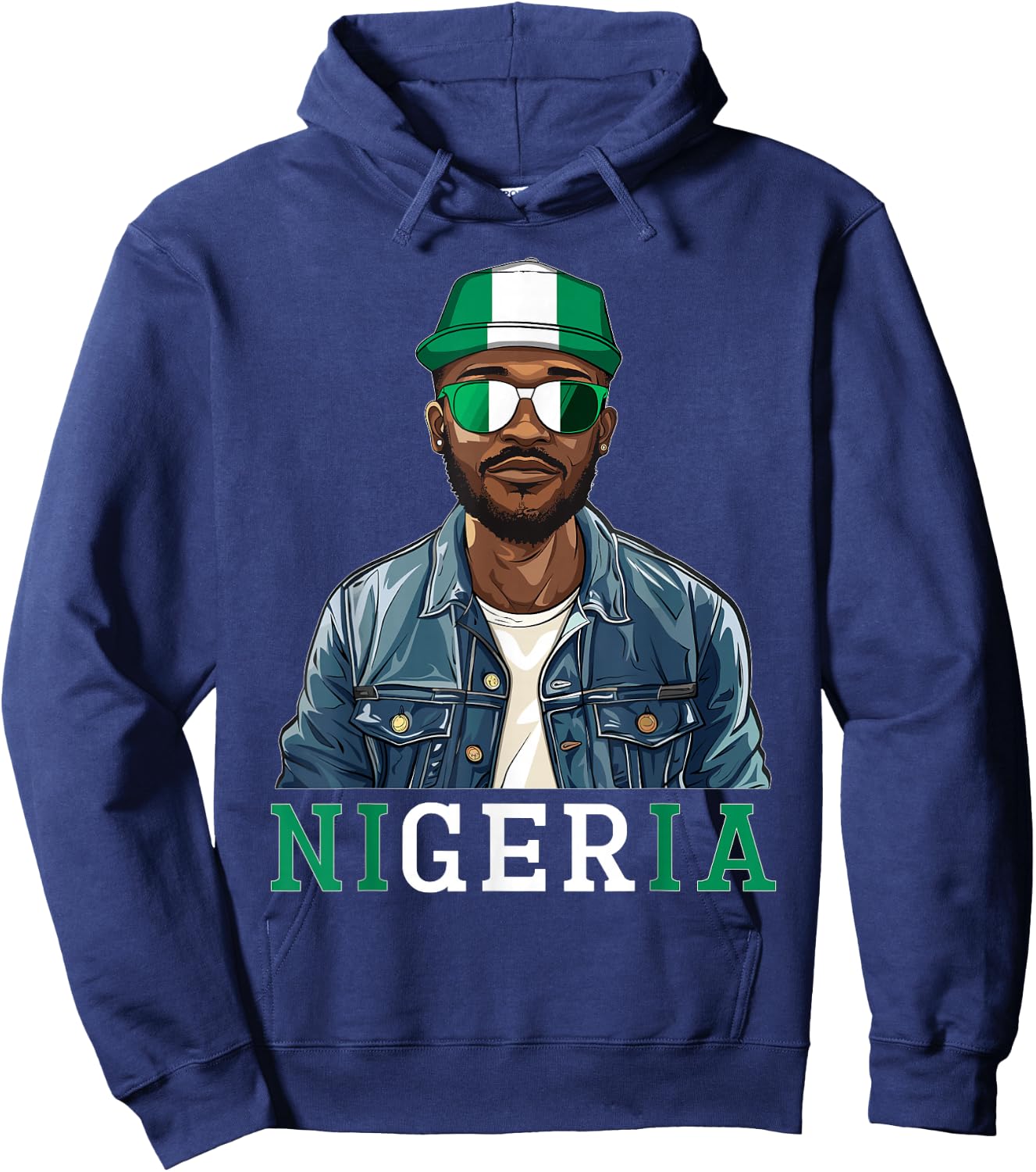 Nigeria Flag Outfit for Man Souvenirs Coountry Nigerian Hoodie - Hoodie | Navy