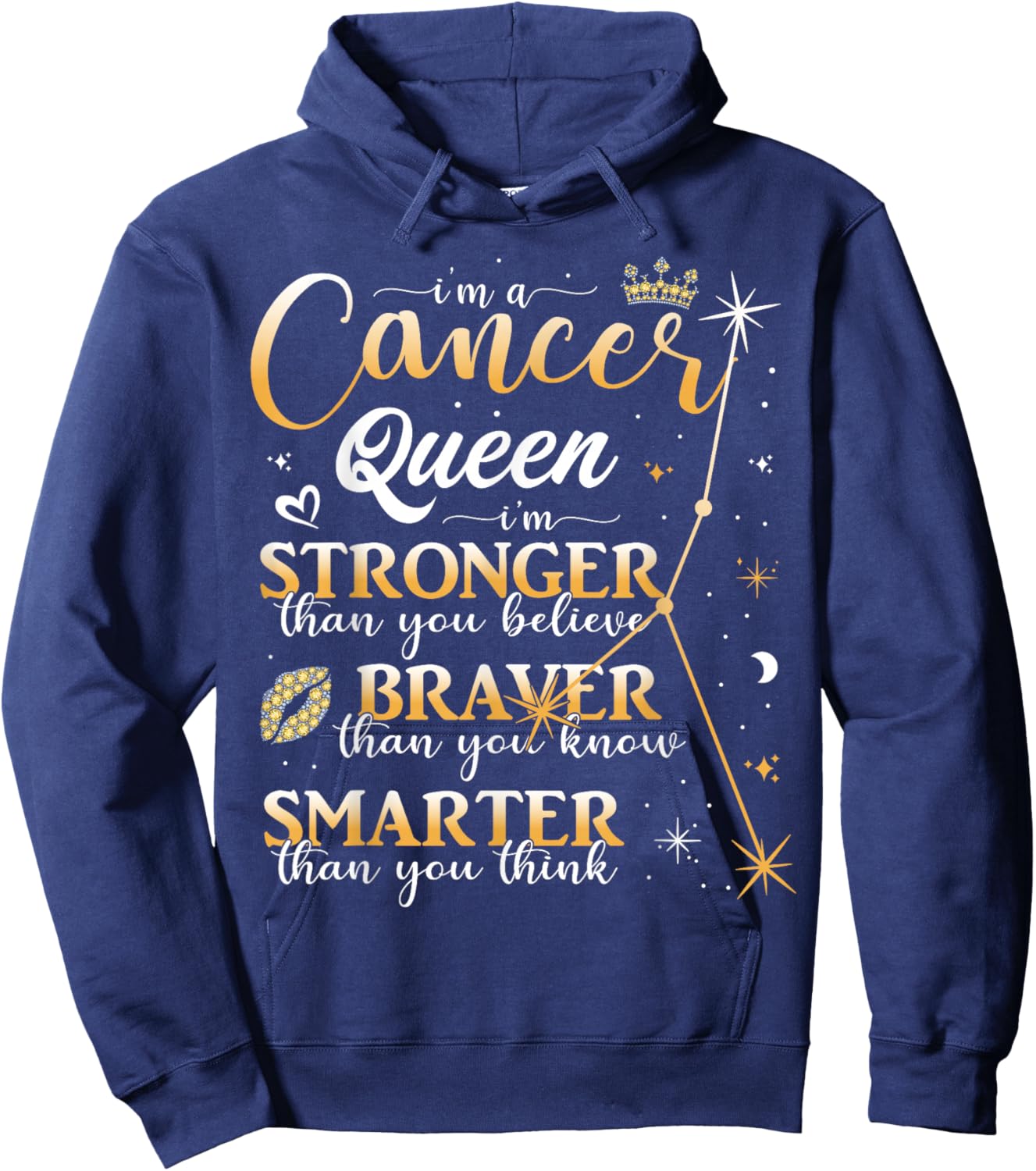 Cancer Zodiac Sign June July Birthday Women Girls Queen Hoodie - Hoodie | Navy