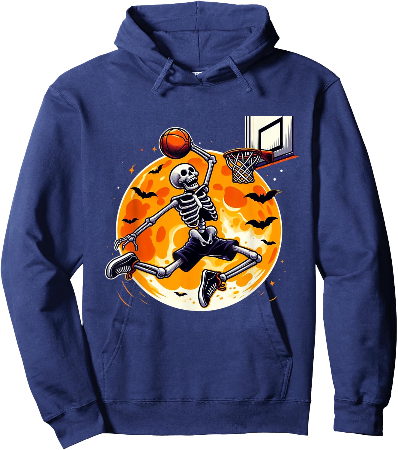 Basketball Skeleton Halloween Men Boys Basketball Halloween Hoodie - Hoodie | Navy