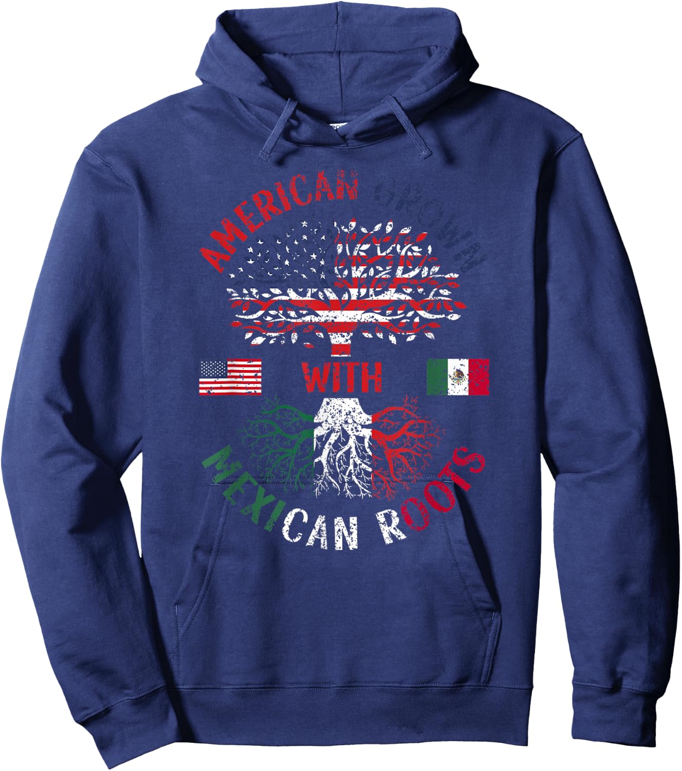 American Grown With Mexican Roots Mexico Us Mexican American Hoodie - Hoodie | Navy