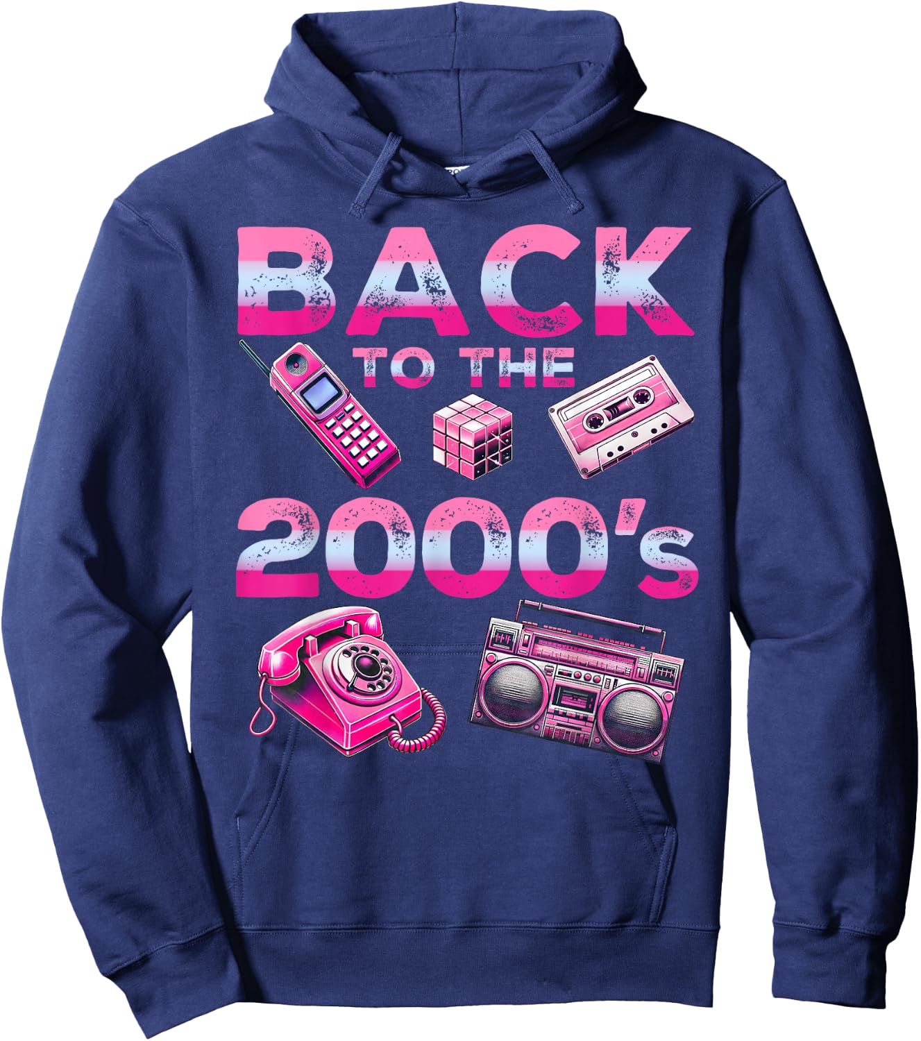 Back To 2000's 2000s Vintage Style 2000s Retro Party Hoodie - Hoodie | Navy