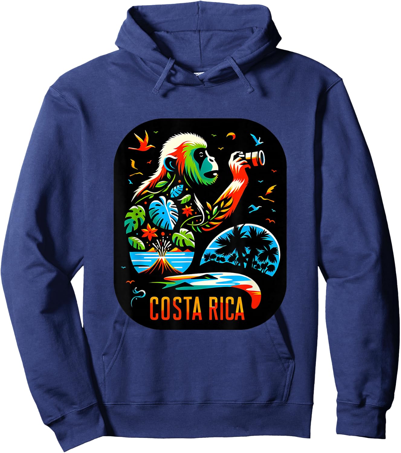 Costa Rica Monkey Nature Photography Jungle Travel Art Hoodie - Hoodie | Navy