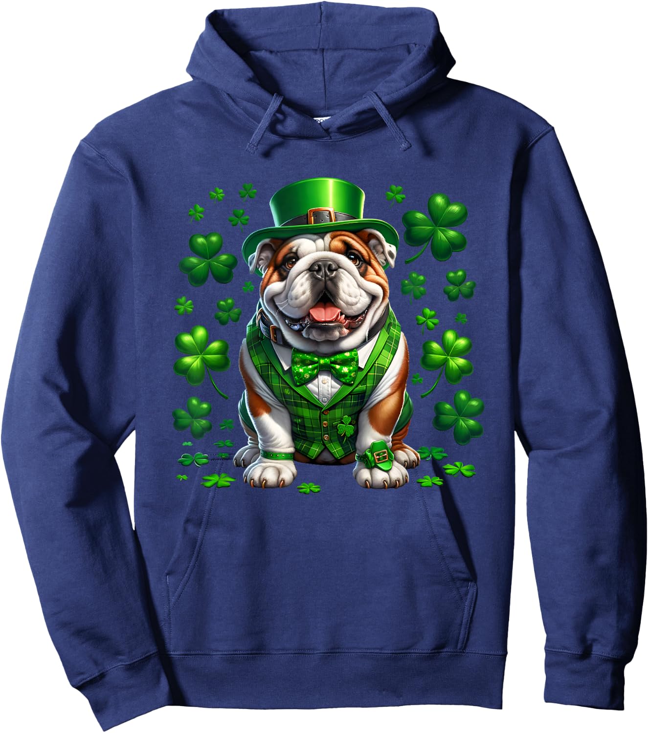 Funny Bulldog Dog St Patricks day irish Saint patrick Day Hoodie - Hoodie | Navy