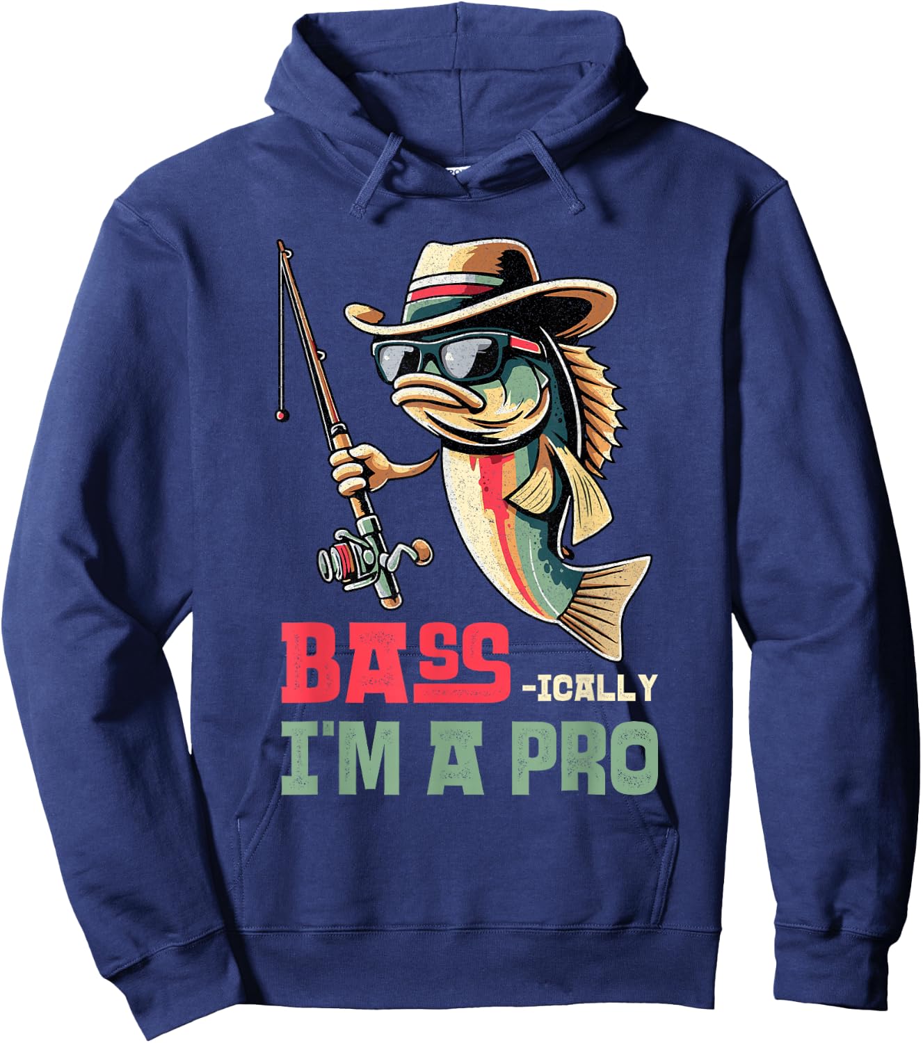 Bass-ically, I'm a Pro Bass Funny Fishing Apparel Men Kids Hoodie - Hoodie | Navy