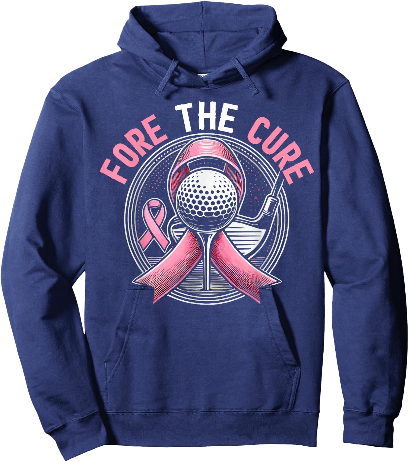 Golf Breast Cancer Awareness Month Golfer Pink Ribbon Hoodie - Hoodie | Navy