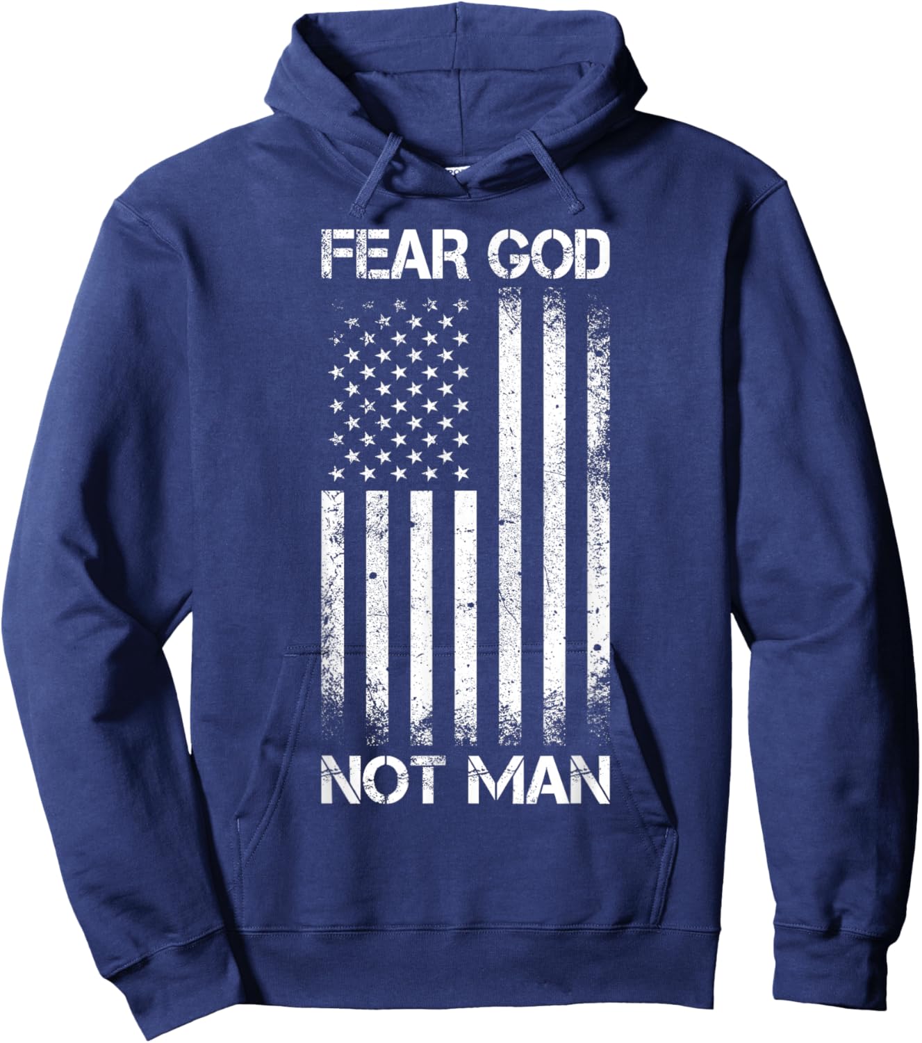 Vintage USA Flag Fear God Not Man Hoodie - Hoodie | Navy