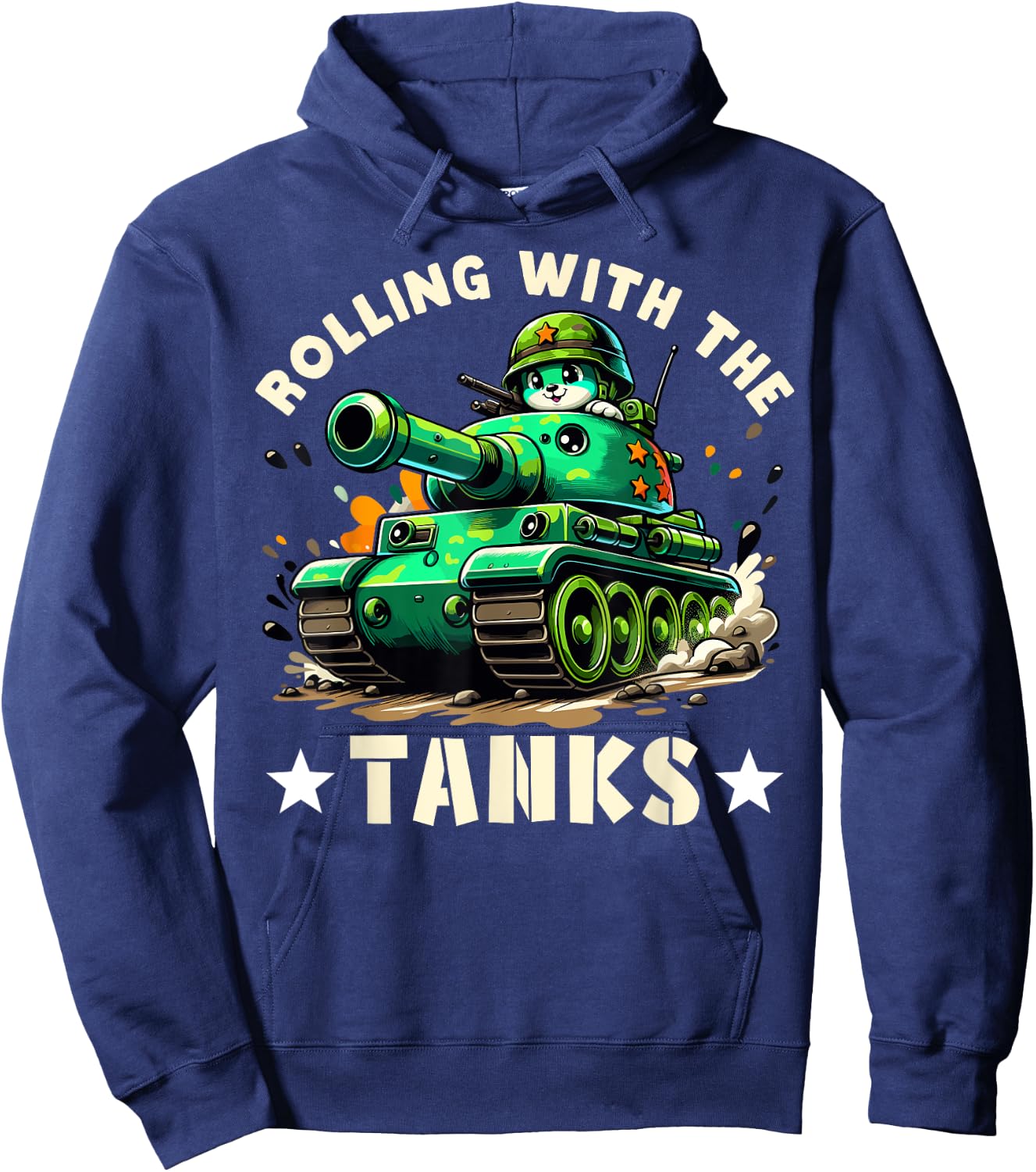 Rolling with the Tanks - Boys Army Tank military Adventure Hoodie - Hoodie | Navy