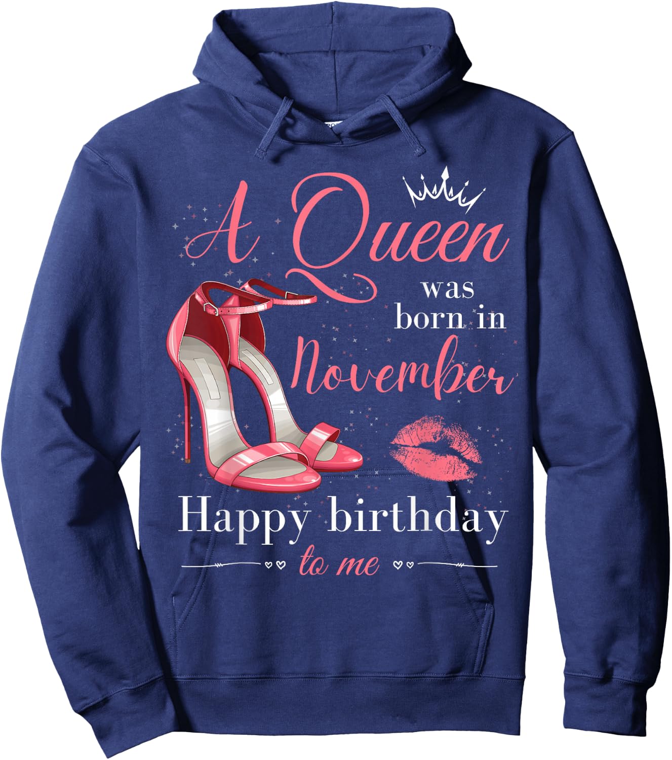 A Queen was Born in November Women Girls November Birthday Hoodie - Hoodie | Navy