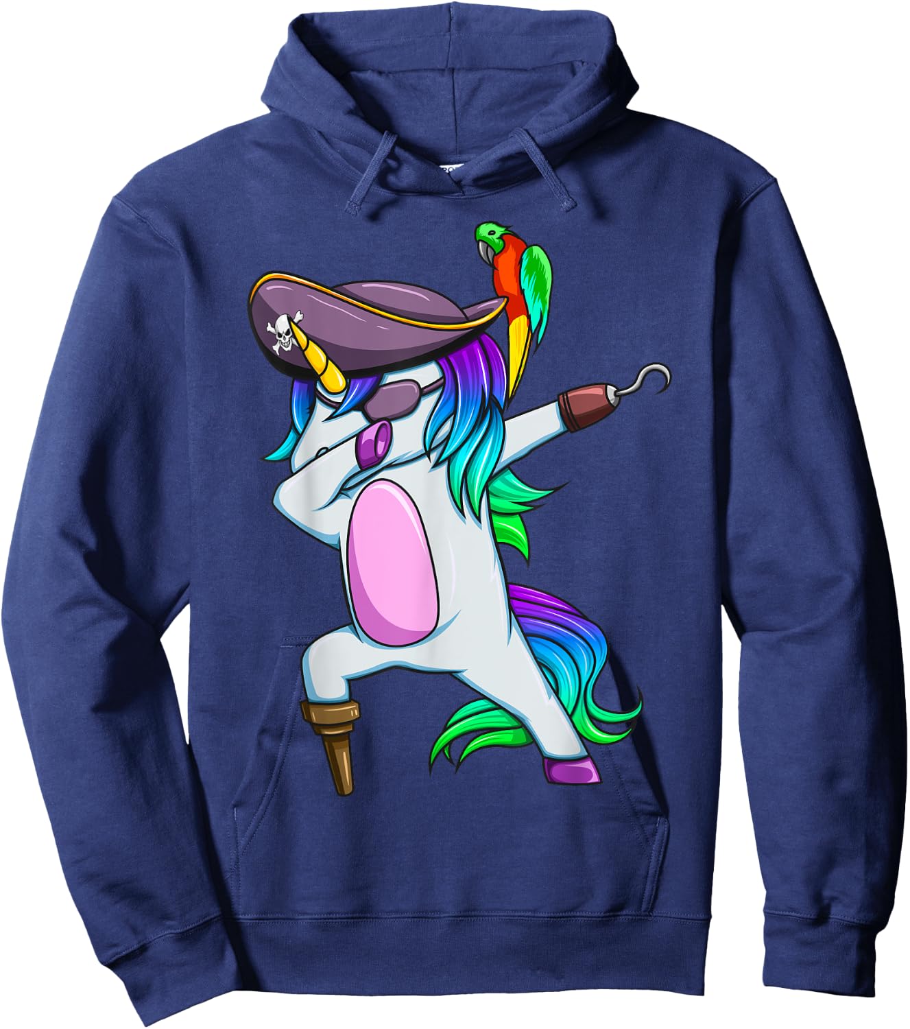 Dabbing Pirate Magical Rainbow Unicorn Funny Halloween Hoodie - Hoodie | Navy
