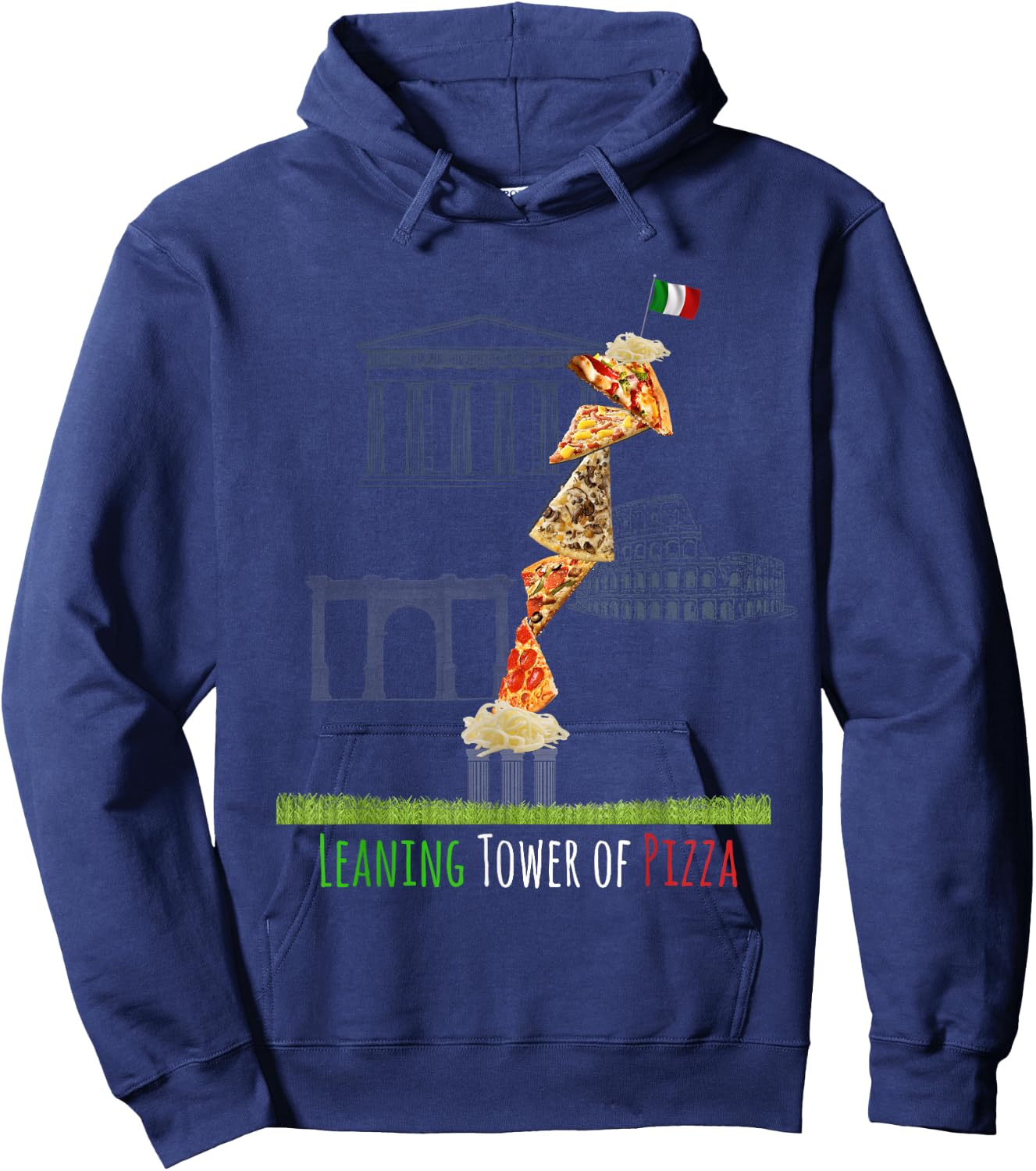 Leaning Tower of Pizza - Funny Italian Hoodie - Hoodie | Navy