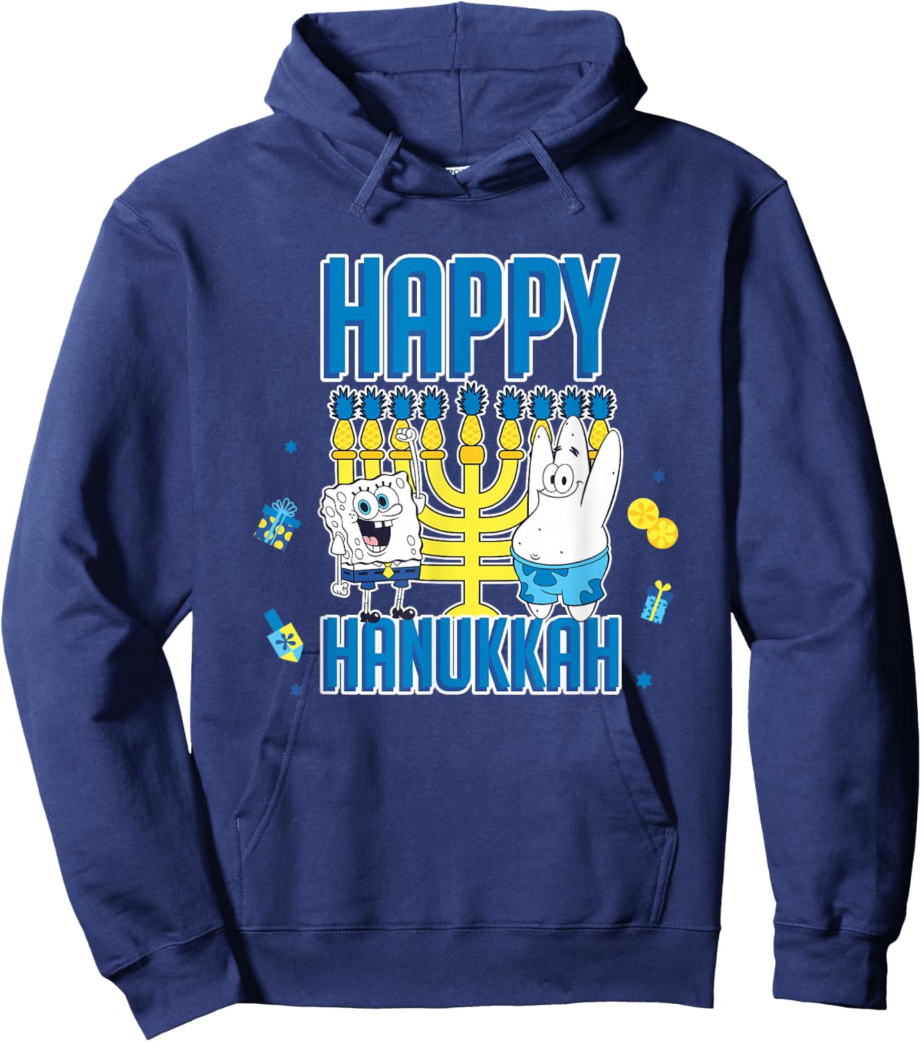 SpongeBob SquarePants Hanukkah Happy Hanukkah Retro Logo Hoodie - Hoodie | Navy