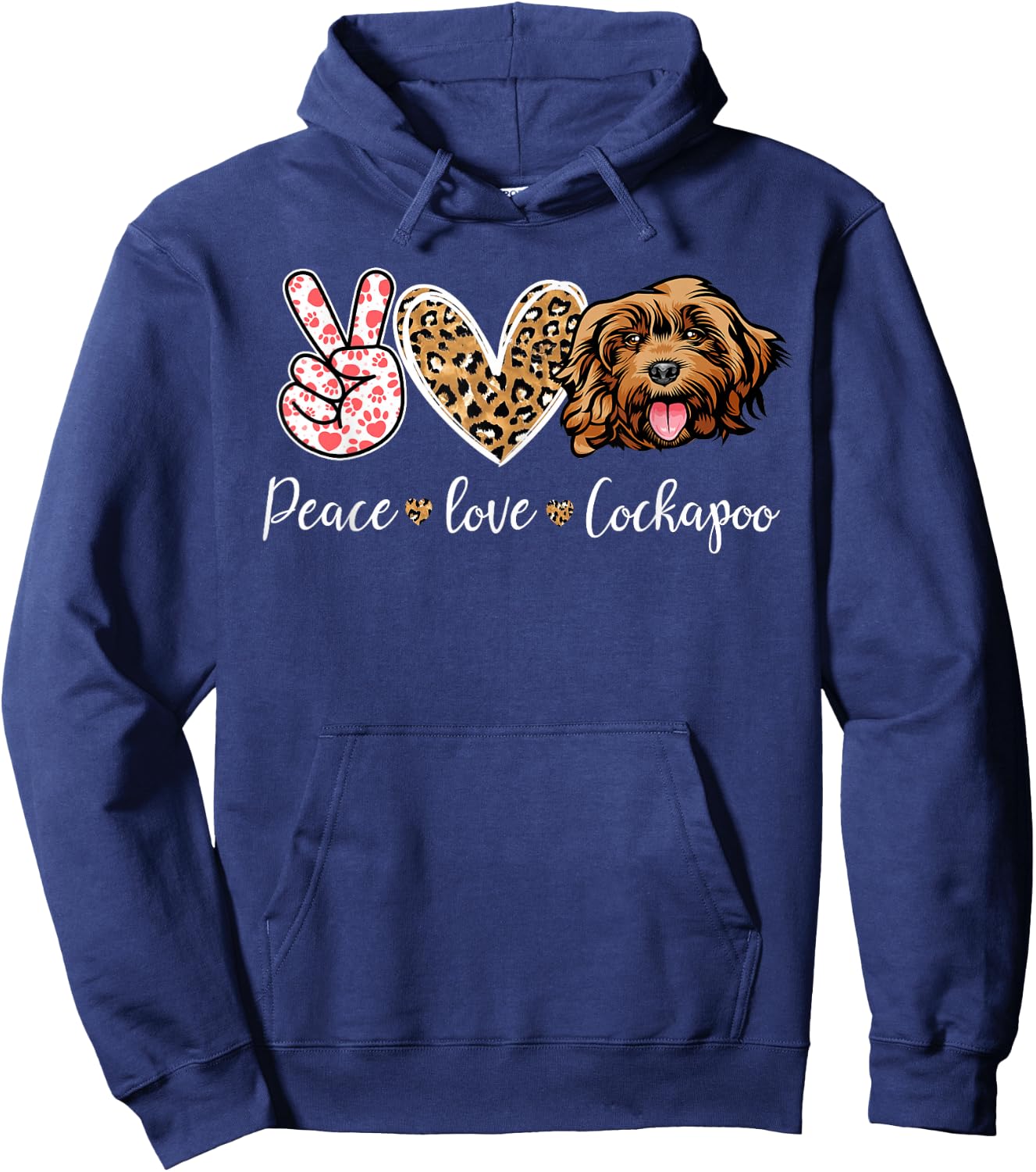 Funny Peace Love Cockapoo Dog Lover Hoodie - Hoodie | Navy