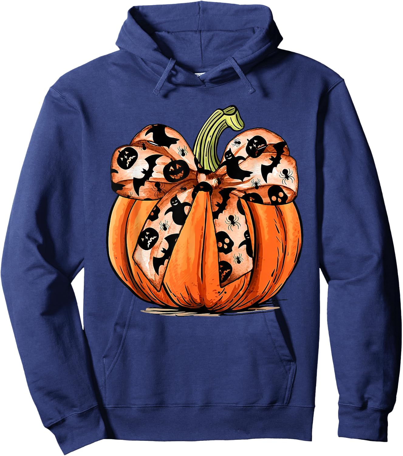 Coquette Bow Pumpkin Ghost Autumn Halloween Boujee Boo-jee Hoodie - Hoodie | Navy