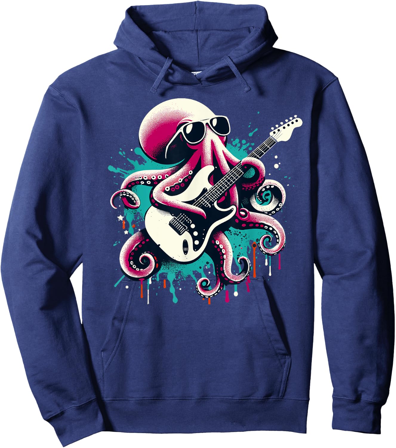 Guitar Octopus Novelty Rock Music Band Concert Funny Guitar Hoodie - Hoodie | Navy