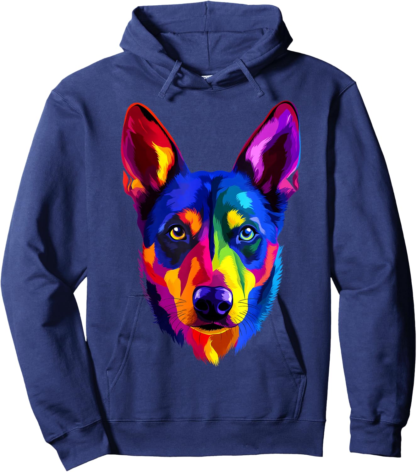 Colorful Australian Kelpie Lover Cute Puppy Men Women Black Hoodie - Hoodie | Navy