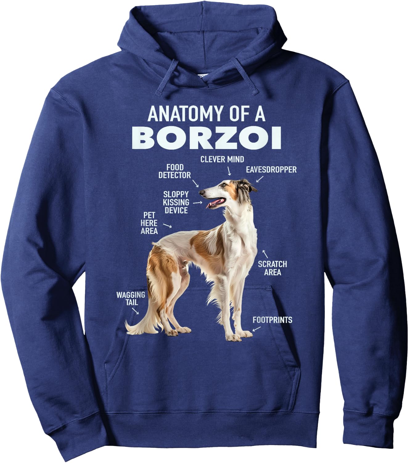 Anatomy Of A Borzoi Hoodie - Hoodie | Navy